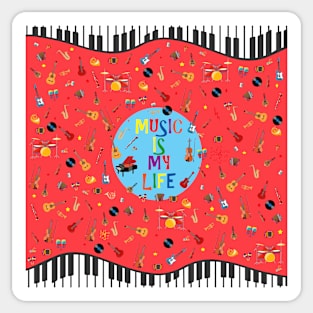 Music is my life (color sandía) Sticker